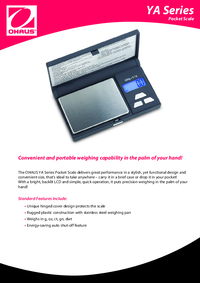 Thumbnail of document Data Sheet - YA Series, OHAUS Toploader Balance